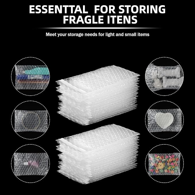 Frienda 300 Pcs Self Adhesive Bubble Bags Packing Pouches, 4" X 6" | Double Wall Clear Protective Wrap, Shockproof for Small Business Shipping Packaging, Cushioned Fragile Items Protection