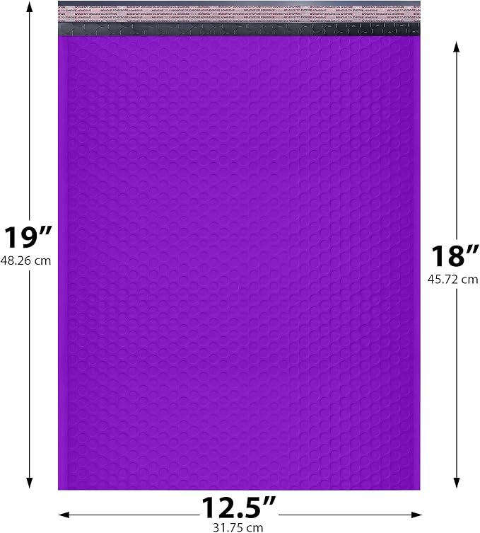 Purple Bubble Mailers 12.5x19.5, Poly Padded Envelopes #6, 100 Pack | Holds Clothing & Bulk Items, Self-Seal Closure, Cushioned Protection, Water-Resistant Poly, Bulk Pack
