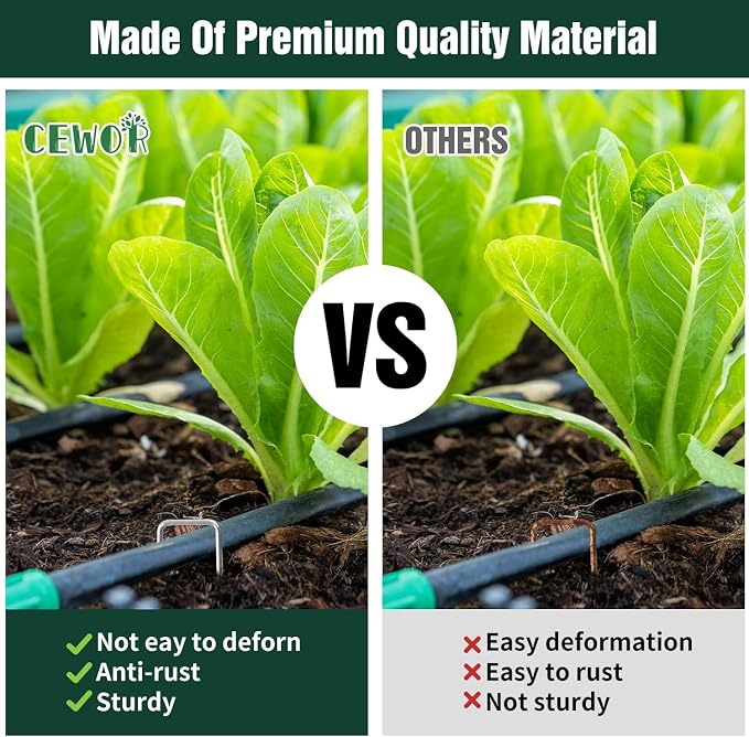 CEWOR 500 Pack 6 Inch Landscape Staples 11 Gauge Garden Stakes, Garden Staples Galvanized U-Shaped Pins Lawn Ground Yard Staples Fence Stakes for Landscaping Fabric Drip Irrigation | Galvanized Ground Staples Heavy Duty U Pins Yard Stakes for Landscape...