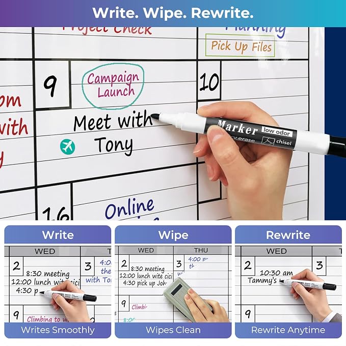Magnetic Dry Erase Calendar for Wall 2 Month,38 x 50 in Calendar Magnetic | 50x38 Extra Large Giant Huge Monthly Laminated Erasable Whiteboard Calendar, Bimonthly 60 Days Reusable Planning for Office
