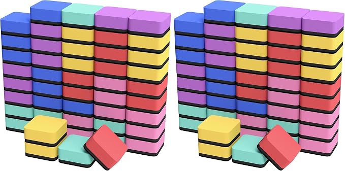 MaxGear Dry Erase Erasers, 96 Pack Magnetic Whiteboard Erasers, 6 Colors