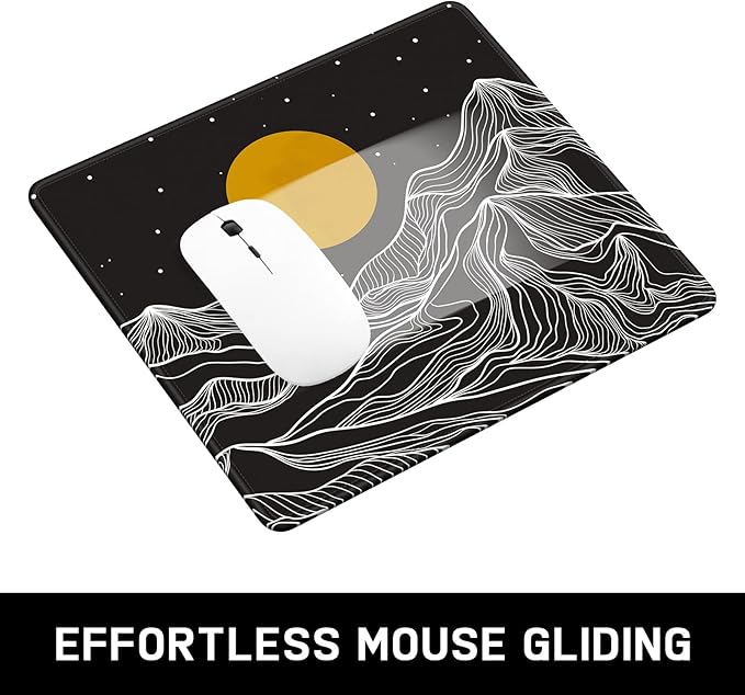 Mouse Pad, Minimalism Marble Style Computer Pad, Anti-Slip Rubber Mouse Mat with Stitched Edges for Gaming, Office, Laptop, PC, Women, 9" x 8" Thick 3 mm, Mountains
