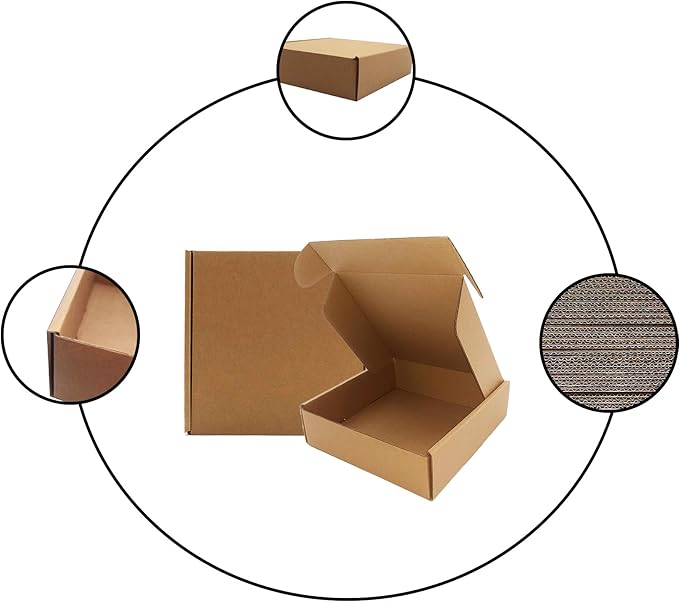 7x7x2 inches Shipping Boxes Set of 25, Brown Corrugated Mailing Cardboard Box Literature Mailer for Packing Small Business Moving and Storage,E-Commerce Packaging (7"×7“×2”)