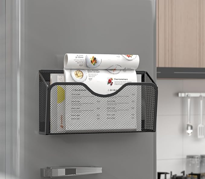 JANE EYRE Magnetic File Holder - 3PCS Paper Mail Organizer | No Drilling Strong Dual Magnets Magazine Paper Document Organizer for Cabinets Office Classroom Whiteboard