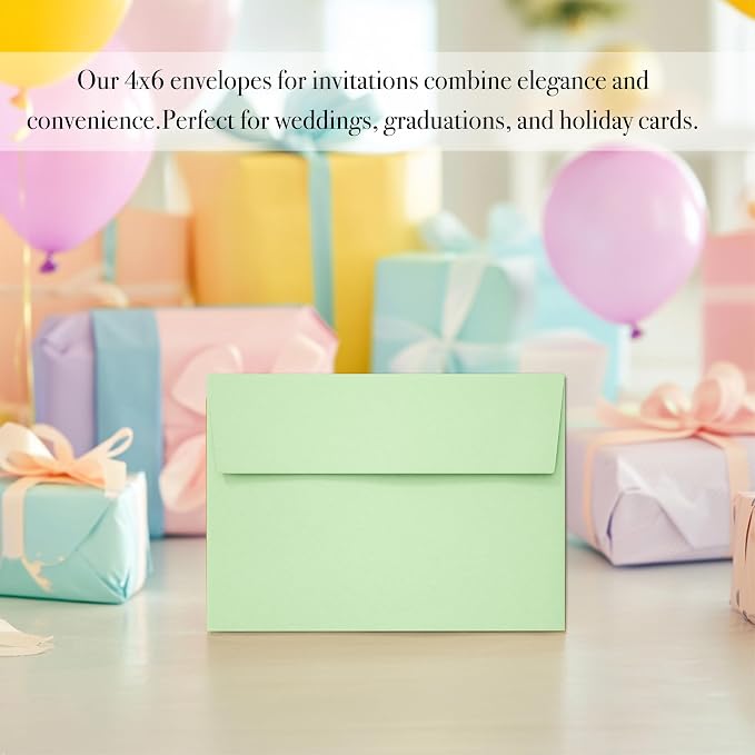 Slapaflife 50 pack 4x6 envelopes,4x6 colored envelopes for invitations, postcard, Wedding,Greeting Cards,Photos