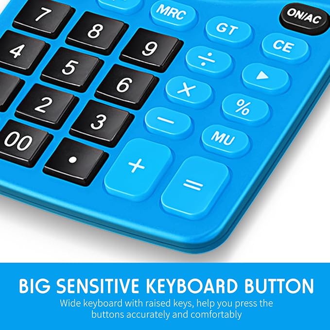 8 Pack 12 Digits Calculator Bulk Calculators Desktop Solar and Battery Dual Power Large LCD Display and Sensitive Butto Handheld for Office, School, Home(Dark Blue)