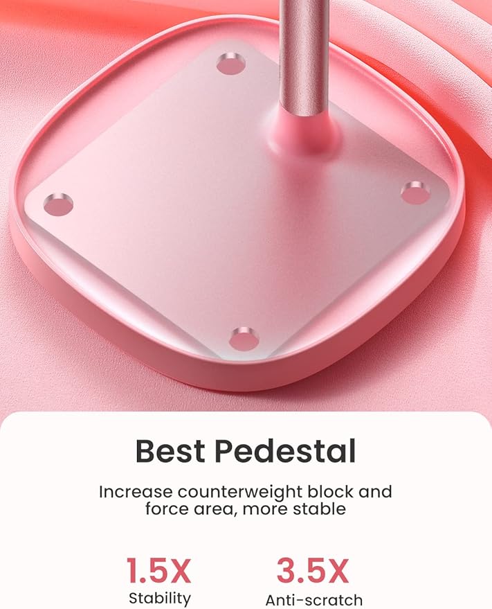 LISEN Pink Gifts Home Girls Room Decor for Desk Accessories, Cute Desk Pink Phone Stand Office Vanity Accessories for Girls Moms Bathroom Essentials Decor for iPhone Kindle Stand 4-10 inch Tablet