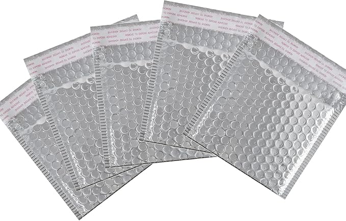 HOSL Bubble Mailer 5.2x5.2"(Inner) Shipping Envelopes 20 Pack Padded Envelopes for Mailing Shipping Packaging small Business Waterproof Package Bags Bulk (Silver)