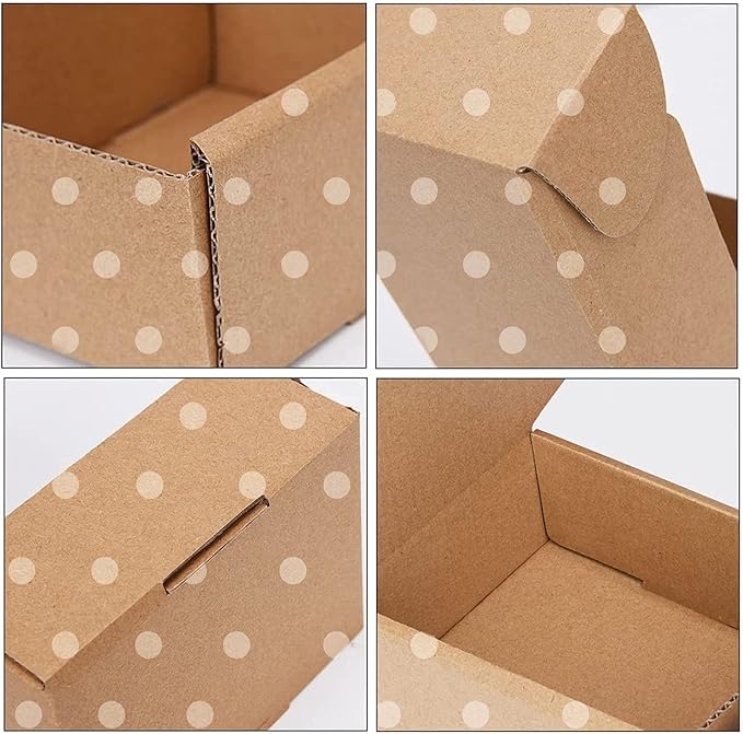 25 Pack Recyclable Corrugated Box Mailers,Kraft Cardboard Box White Polka Dot Printed for Shipping, Medium Mailing Boxes for Packaging Business, Mailer, Gift Packing, Crafts Packing(11"x 8"x 2")