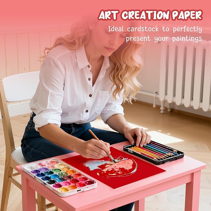 40 Sheets Red Cardstock Paper 8.5 x 11, Red Card Stock Paper, Cardstock Printer Paper 8.5 x 11, 200 GSM Red Construction Paper, Heavy Card Stock for DIY Cards, Invitations, Greeting Cards