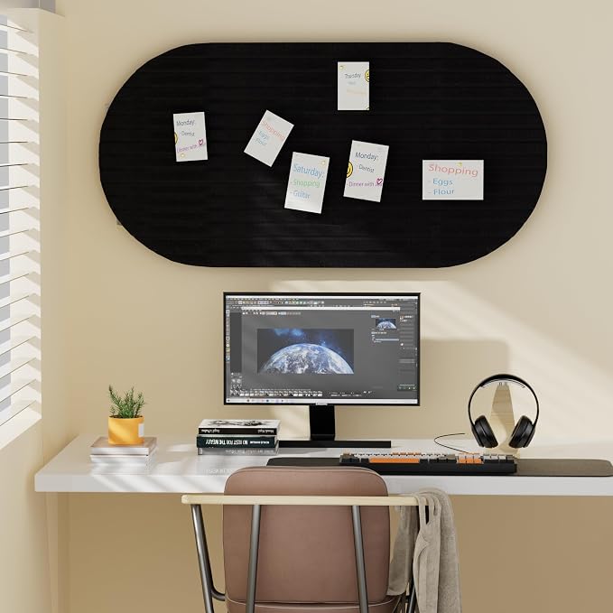 Felt Bulletin Board 47" x 24", Cork Board Alternative with 30 Push Pins | 4 Customizable Modular Decorative Felt Pin Board, Vision Board for Office Home Bedroom Wall Decor, Photo Picture Display