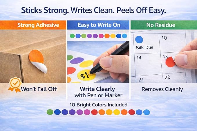 3500 PCS Colored Dot Stickers, 3/4 Inch Round Color Coding Labels, Circle Stickers for Classroom, Office, Organization, Teachers, Kids, Price Labels & Crafts