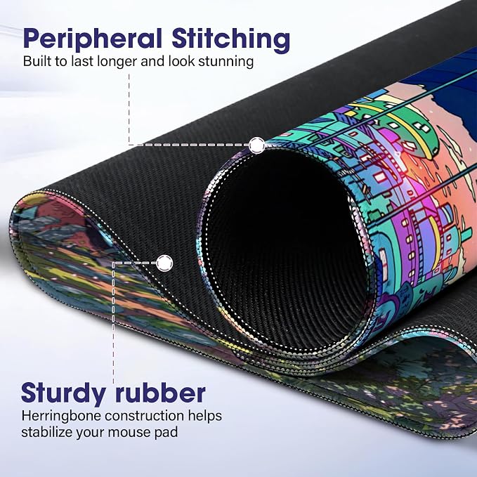 Professional Extended Gaming Mouse Pad - 31.5" x 15.7" Large Desk Mat with Stitched Edges, Waterproof Coating Non-Slip Rubber Base for Gamers Esports Pros Office Home, Sakura