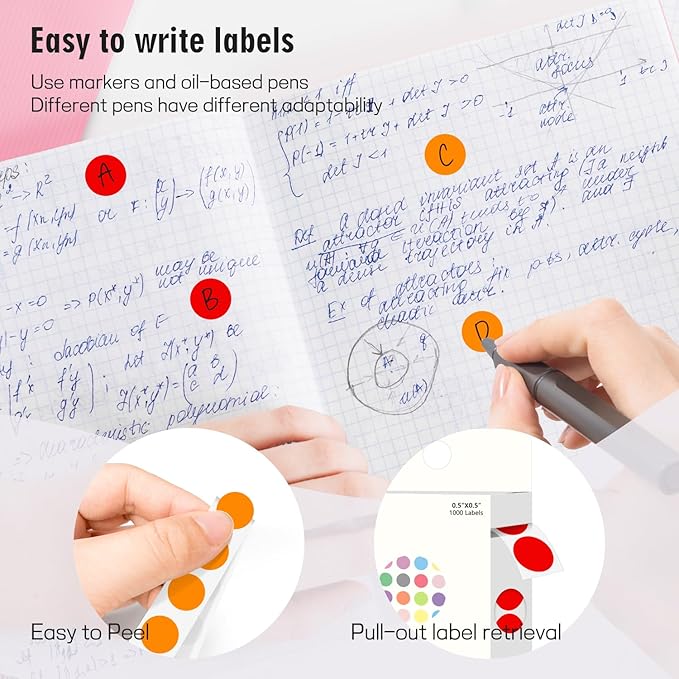 PARLAIM 1/2" Circle Dot Stickers 2 Rolls Pack 2000 Color Coded Labels for Home Commerce Business, Orange + Red