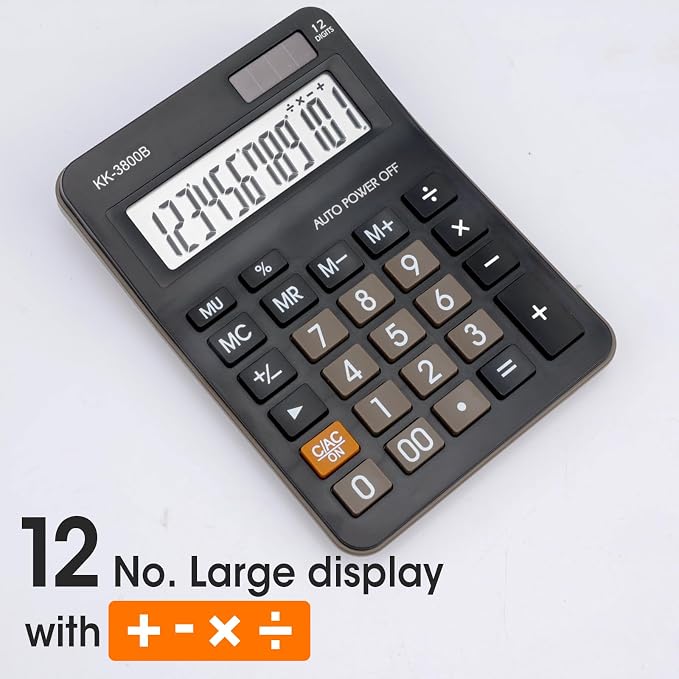 6 Pack Calculator Bulk, 12 Digit Desk Calculator with Large LCD Display & Big Buttons, Dual Power Solar & Battery, Standard Basic 4 Function Calculator for School, Office, Home