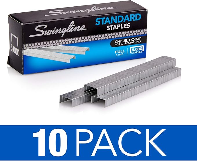Swingline Staples, Standard Staples for Desktop Staplers, 1/4" Length, 210/Strip, 5000/Box, 10 Pack (35111)
