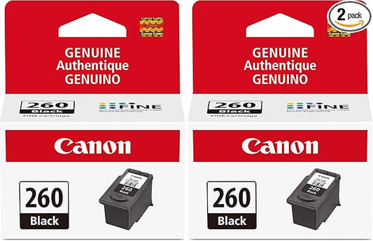 Canon PG-260 Genuine Black Ink Cartridge, Compatible with TS5320/6420/6420a,TR7020/7020a (Pack of 2)