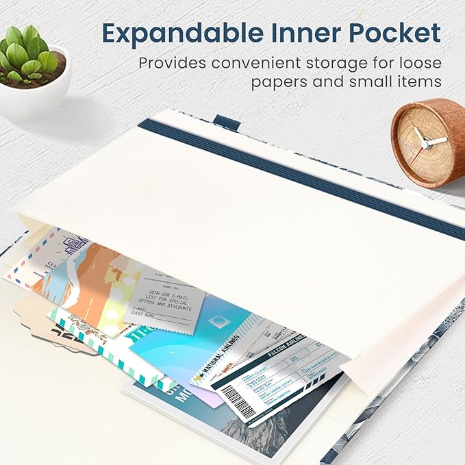 Taja Pretty Lined Journal for Women, Aesthetic Cute Hardcover Leather Journal for Writing, A5 College Ruled Notebook for Work & Note Taking, Perfect for Office School Home, 160 Pages, Blue Floral