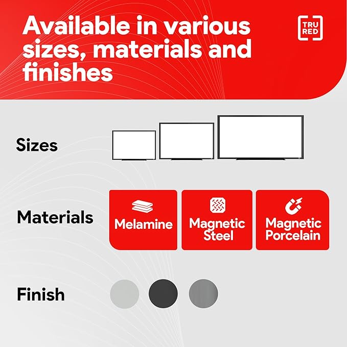 TRU RED Melamine Whiteboard | Dry Erase Board for Wall, White Board with Black Frame, for School, Home and Office, 2 ft x 1.5 ft