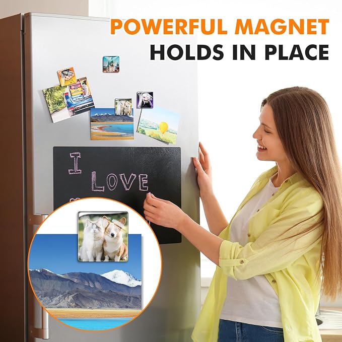 Aertiavty 24 Pcs Fridge Magnets Making Kit, 2 Inch Glass Magnets for Refrigerator, Locker, Whiteboard, Office, Kitchen, Decorative Magnet (12 Square Magnet+12 Glass+Clear Adhesive Dots)