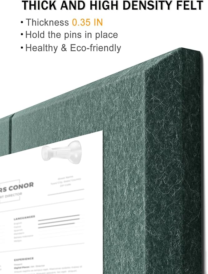 Hsurbtra Large Cork Board for Wall 36 x 24 Inch, 6 Pack Felt Bulletin Notice Board with Pushpins for Office Home School Farmhouse Wall Decor, Green