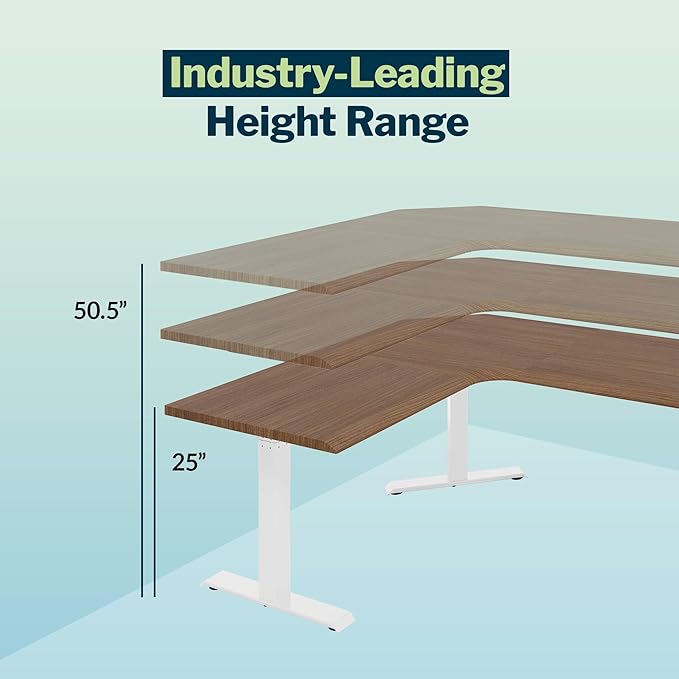 Vari ComfortEdge 80x60 L-Shape Electric Standing Desk – Height Adjustable Sit-Stand VariDesk for Corner Office with Reversible Left/Right Design + Walnut/White Legs (Ships in 3 Boxes)