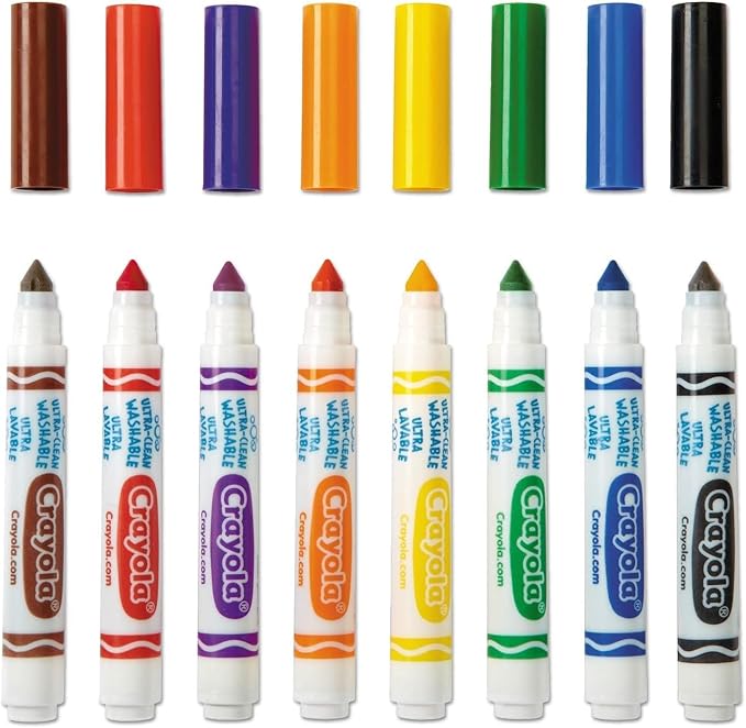 Markers for Kids, Washable Markers for Kids 8 Count Kids Markers, Coloring Markers for Children, Toddler Art Supplies, Washable Markers and Stencils, Kids Markers Washable, Toddler Stocking Stuffers