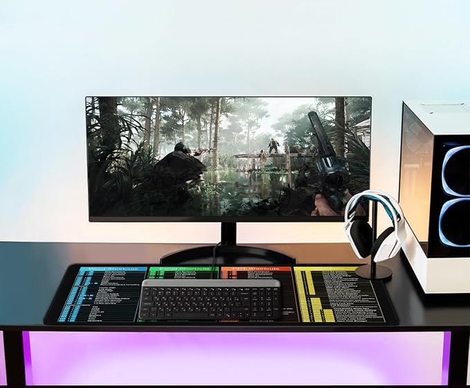 Excel Shortcuts Large Mouse Pad, 31.5" x 15.7" Waterproof Gaming Mousepad | MousePad with Stitched Edge, Non-Slip Rubber Base Excel/Word/Power Point/Windows Big Keyboard Mat for Gamer, Office & Home
