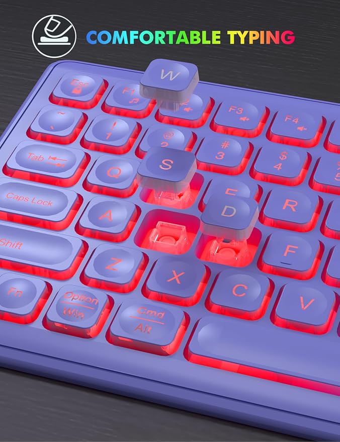 Wireless Keyboard and Mouse Combo with RGB Backlit, Rechargeable | Light Up Letters, Full-Size, Soft Typing, Sleep Mode, 2.4GHz Quiet Keyboard Set for Mac, Windows, Laptop, PC, Trueque KM42Pro