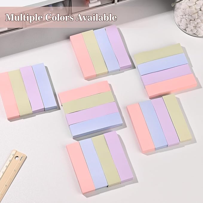 BAYTORY 6 Pads Pastel Index Tabs, 4 Colors Small Sticky Notes (3x0.7 in) | Self-Stick Note Pads, Easy to Post for School Office Notebook
