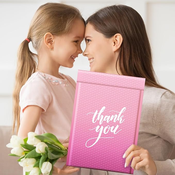 Fuxury 40 Pack Large Bubble Mailers 10.5x16" Gradient Pink Padded Envelopes Cute Design Mailing Envelopes Bubble Cushioning Padded Mailers for Packaging, Small Business #5