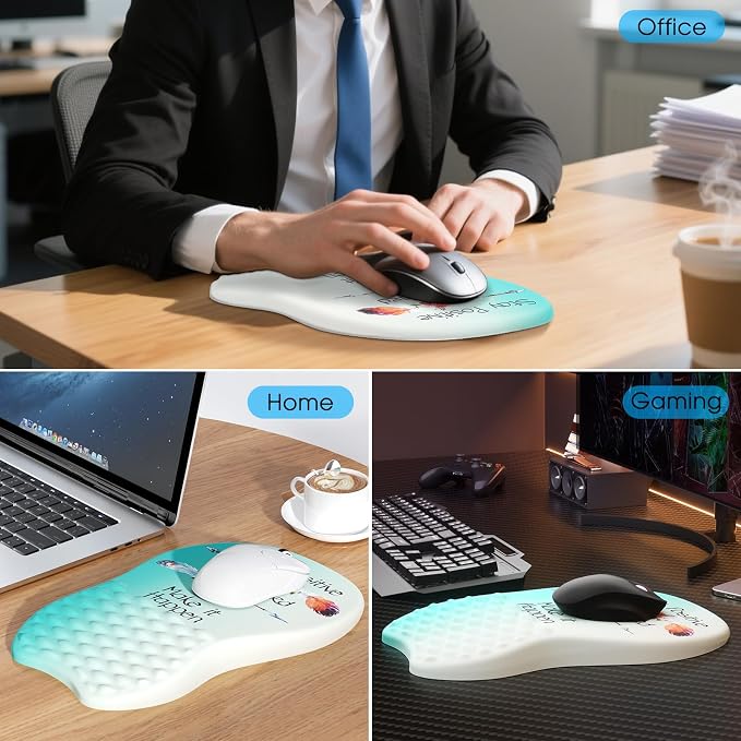 MROCO Ergonomic Mouse Pad with Wrist Support, 11.8 x 7.8 in, Feather Arrow | Memory Foam Wrist Rest Mouse Pad, Non-Slip Base, Smooth Lycra Surface for Office & Home, Comfortable Wrist Support