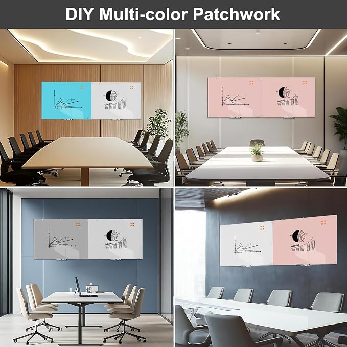 Glass Whiteboard 36x24 Magnetic White Board Dry Erase Board for Wall | Magnetic Surface, Dry Erase, Large Frameless Glass Whiteboard, Ideal for Office Home School Classroom Kitchen