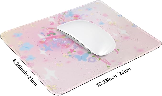 Premium Stitched Mouse Pad 10.2 x 8.3 in | Smooth, Washable Desk Mat with Non-Slip Base | Personalized Cute MousePads for Gaming,Work,Laptop, Computer, Office, Home (Pink Butterfly dream)