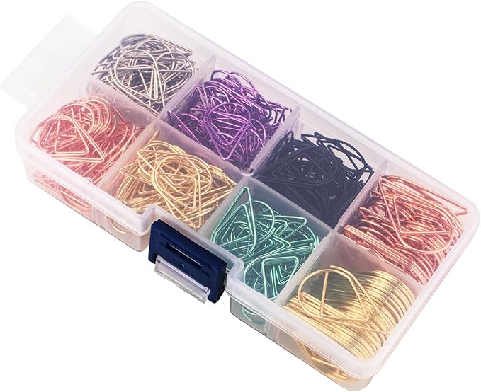 Multicolor Cute Paper Clips Assorted Sizes 300 Pack | Stainless Steel, Drop-Shaped, Large & Small, Colorful and Heavy Duty, Bookmark