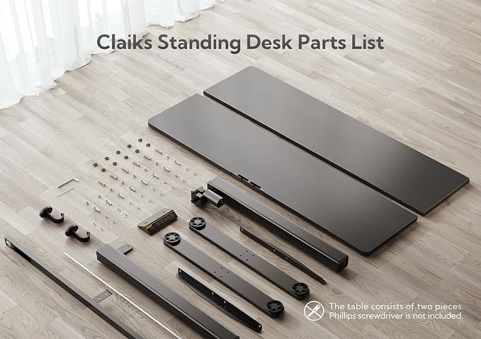 Claiks Electric Height Adjustable Standing Desk, 35x20 Inch, Black | Smooth Height Adjustment, 3 Memory Presets, Cable management hub & hook, Stable Steel Frame, 156 lbs Capacity, Easy Assembly