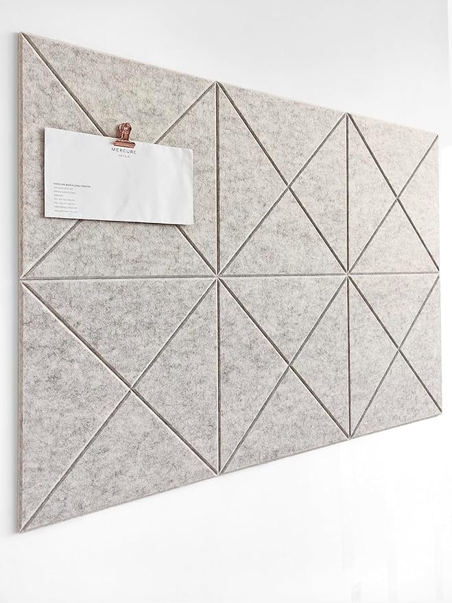 Cork Board 24 x36 Alternative - 6 Pack Felt Wall Tiles with Safe Removable Adhesive Tabs, Cork Boards for Walls Cork Board for Home Office Pin Board Tack Board - Barista