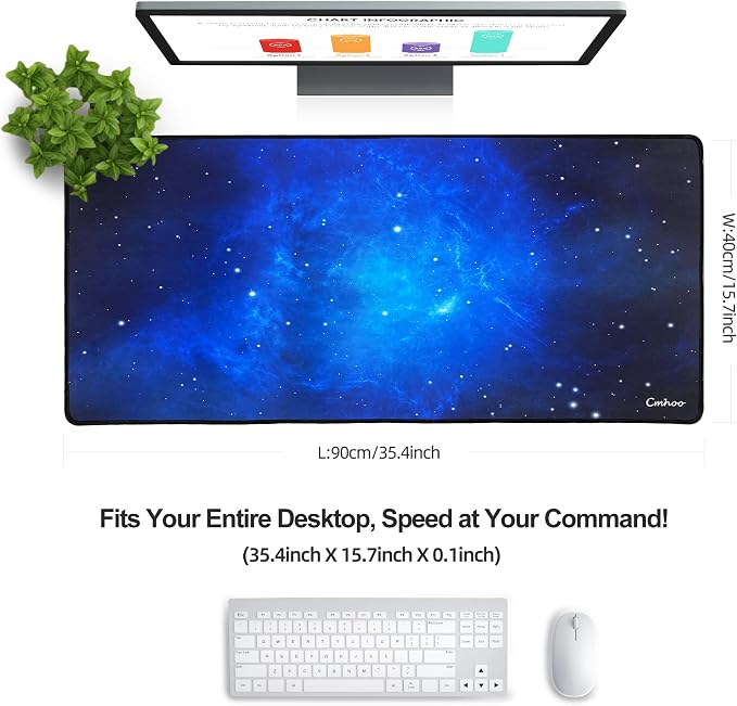 Large Mouse Pad Gaming XXL & Desk Keyboard Mat Size (35.4x15.7x0.1IN, 90x40 Sky Blue)