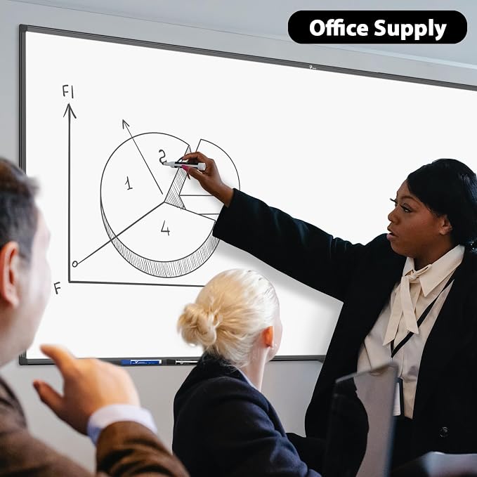 TOWON Magnetic Dry Erase Board 72x40 in, Aluminum Frame, Black Border | Large wall mounted white board with markers, pen tray, magnets and cleaning wipe for office and classroom