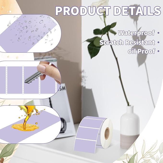 Starboling 2.25" x 1.25" Purple Direct Thermal Labels,Self-Adhesive Printer Label for Address,Logo,Shipping,Barcodes,QR Code