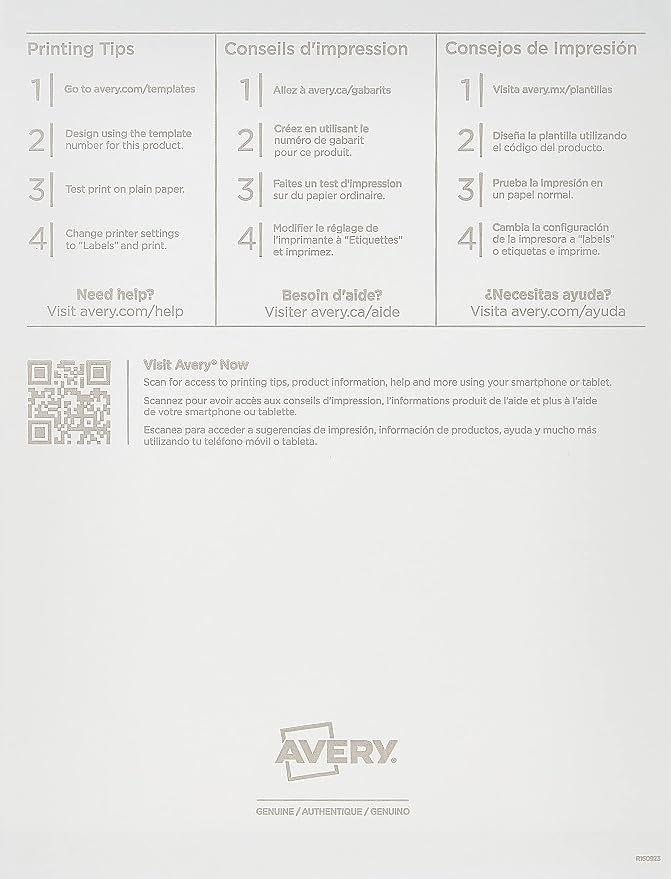 AVERY Round Labels, White, 1-1/2" | Sure Feed Technology | Permanent Adhesive | 400 Labels, Pack of 5