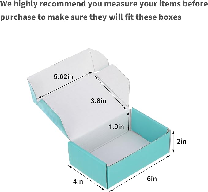 100 Pack 6x4x2 inches Shipping Boxes Teal, Corrugated Small Cardboard Boxes for Mailing Packing