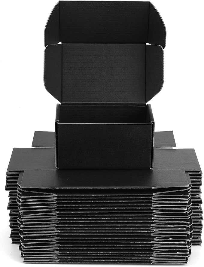 Small Shipping Boxes 7x5x2 Inches – Black Corrugated Cardboard Boxes (20-Pack) for Mailing, Packing, Small Business & Gift Packaging - Recyclable & Sturdy