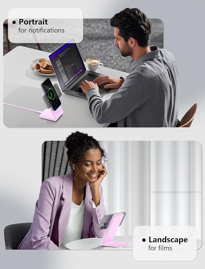 Mag.Safe Charger - Magnetic Wireless Charger for iPhone 12-17,Purple | Fast Charging | Magnetic iPhone Charging | for iPhone Charger Stand