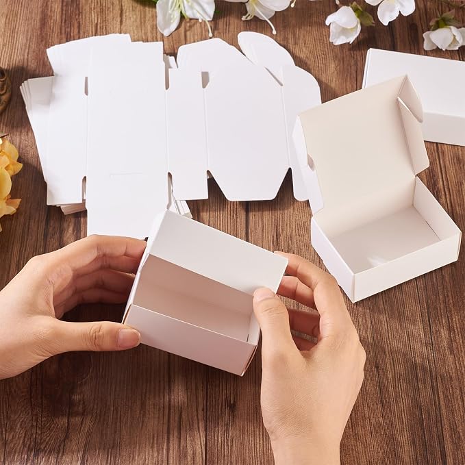 Craftdady 20pcs White Shipping Boxes 3.26"x2.36"x1.18" Foldable Paper Mailer Boxes for Small Business Small Gift Packaging Box for Moving Storage Jewelry Gift Box for Wrapping Mailing Present