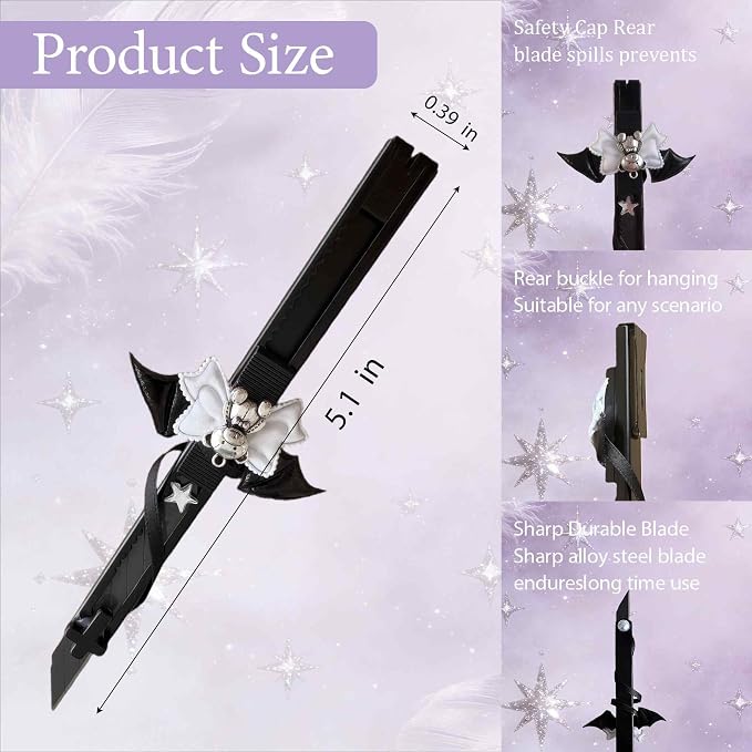 Cute Box Opener Cutter, Package Opener, Small Plastic Box Cutter Retractable, Snap off Utility Paper Exacto Knife, Kawaii Desk Office Home Aesthetic Accessories Essentials, Stationery Craft Supplies