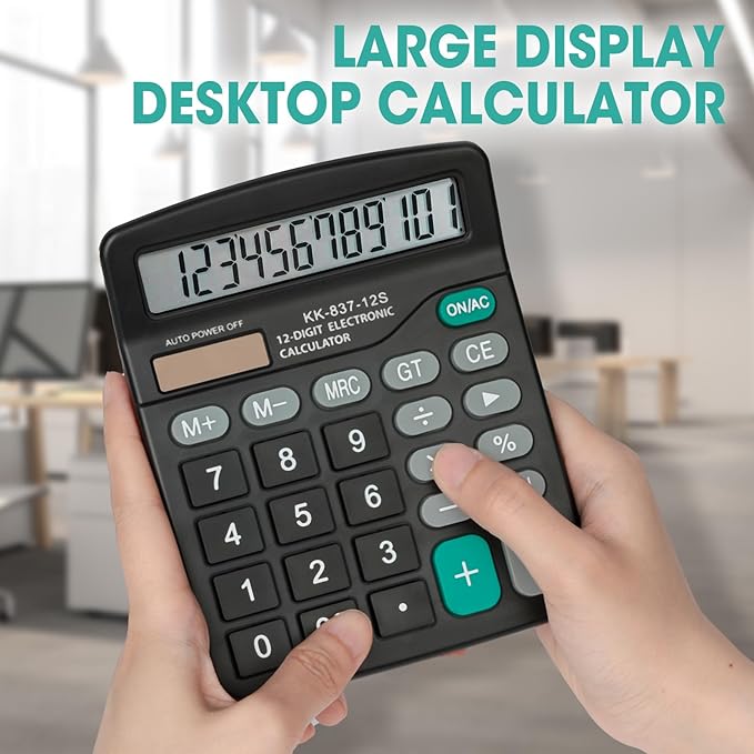 30 Pack Calculator Bulk, 12 Digits Calculators Desktop with Large LCD Display and Sensitive Butto, Solar and Battery Dual Power, Desk Calculator