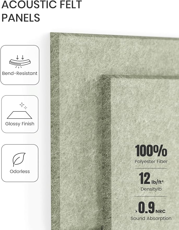 Fluxynara Felt Bulletin Board & Cork Board Alternative, Sage Green | 48" x 36" Pin board, Removable Adhesive Tabs, Easy Install Without Wall Damage, For Home Office Decor