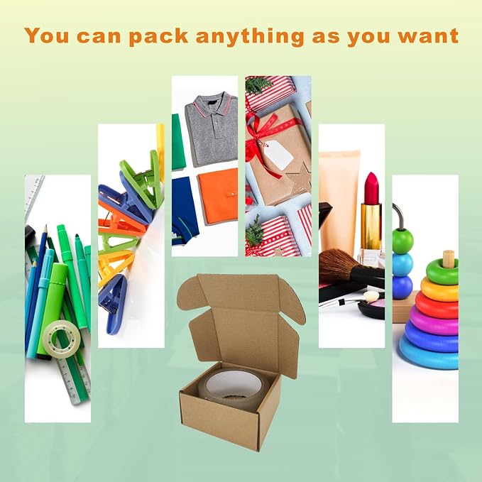 50 Pack 4x4x2'' Small Shipping Boxes, Corrugated Cardboard Mailers for Business, Kraft (CM442K)