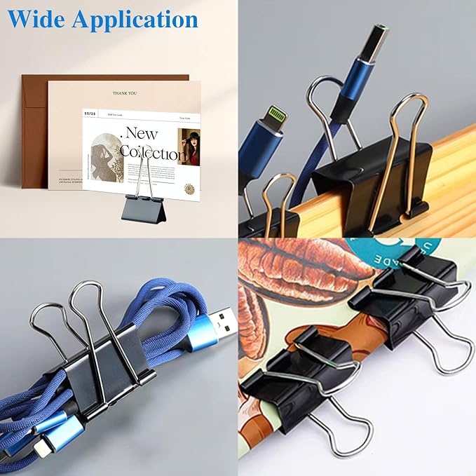 50 Pack Extra Large Binder Clips 2.4 Inch | Upgrade Large Binder Clips Big paper clips Clamps for Office and Home Supplies, Black